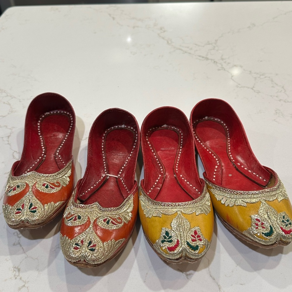 Ethnic Indian Wear Red and Yellow Flats